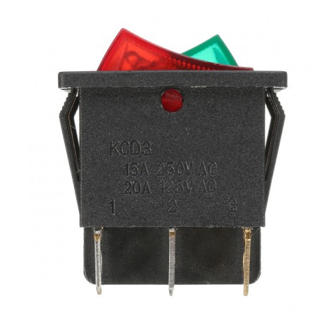 6 Pins Double SPST On/Off Rocker Boat Switch Red Green Light AC 250V/15A 125V/20A Switch