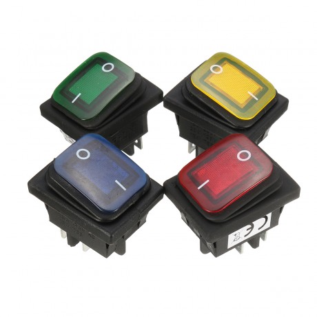 1Pcs 16A 250V 4Pin Waterproof Rocker Switch With Lamp Light Dpst On/Off