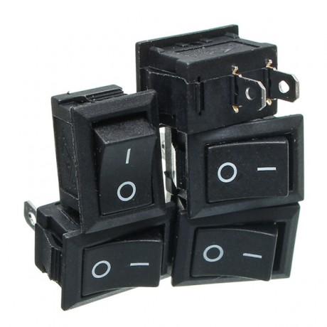 25pcs Black Push Button Mini Switch 6A-10A 110V 250V KCD1-101 2Pin Snap-In On/Off Rocker Switch