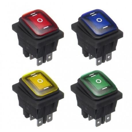 12V 16A 6Pin Waterproof Rocker Switch With Lamp Light Momentary