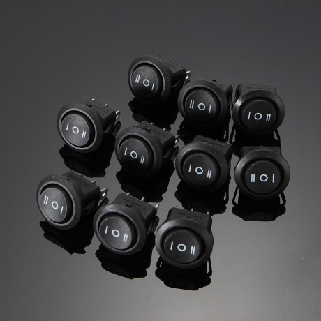 10PCS AC 6A/250V 10A/125V ON/OFF/ON SPDT Round Boat Rocker Switch 3 Position