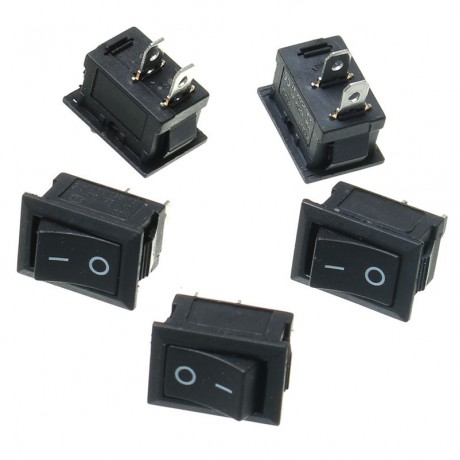 20Pcs Black Push Button Mini Switch 6A-10A 110V 250V KCD1-101 2Pin Snap-in On/Off Rocker Switch