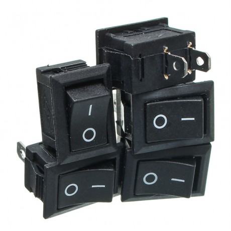 20Pcs Black Push Button Mini Switch 6A-10A 110V 250V KCD1-101 2Pin Snap-in On/Off Rocker Switch