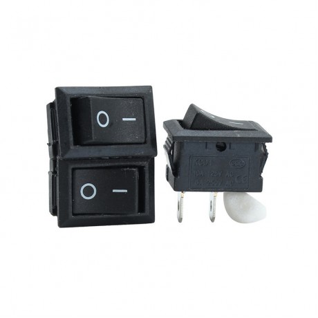 20Pcs Black Push Button Mini Switch 6A-10A 110V 250V KCD1-101 2Pin Snap-in On/Off Rocker Switch