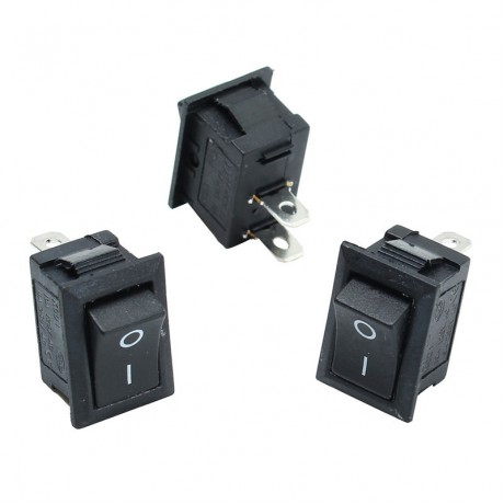 5Pcs Black Push Button Mini Switch 6A-10A 110V 250V KCD1-101 2Pin Snap-in On/Off Rocker Switch 21MMx15MM