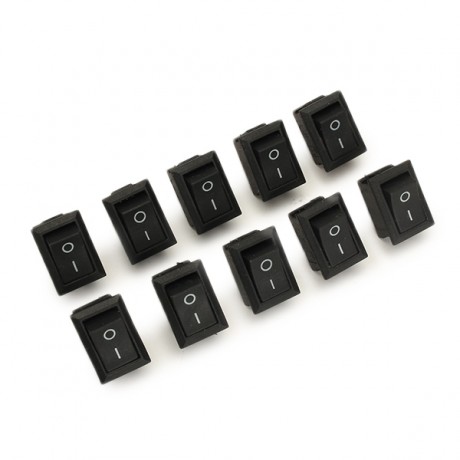 Wendao KCD-101 250V 6A Copper Boat Rocker Switch 2-Pin Plastic Button ON/Off SPST 10pcs