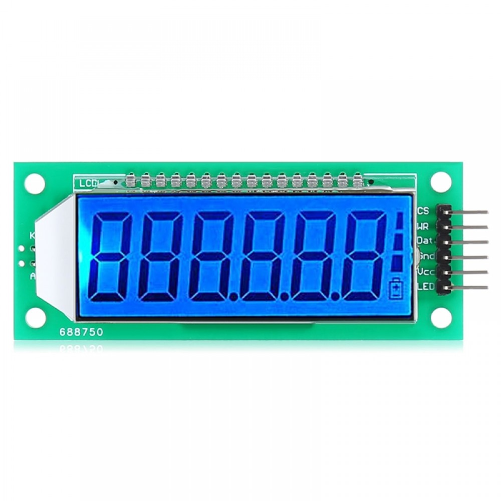 LDTR WG0101 2.4 inch 6-digit 7-segment LCD Display Module Blue