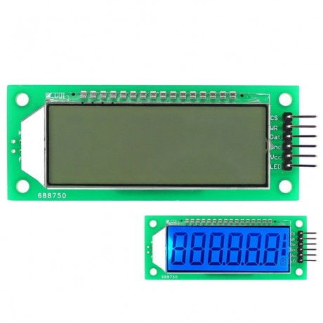 LDTR WG0101 2.4 inch 6-digit 7-segment LCD Display Module Blue