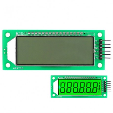 LDTR WG0101 2.4 inch 6-digit 7-segment LCD Display Module Green